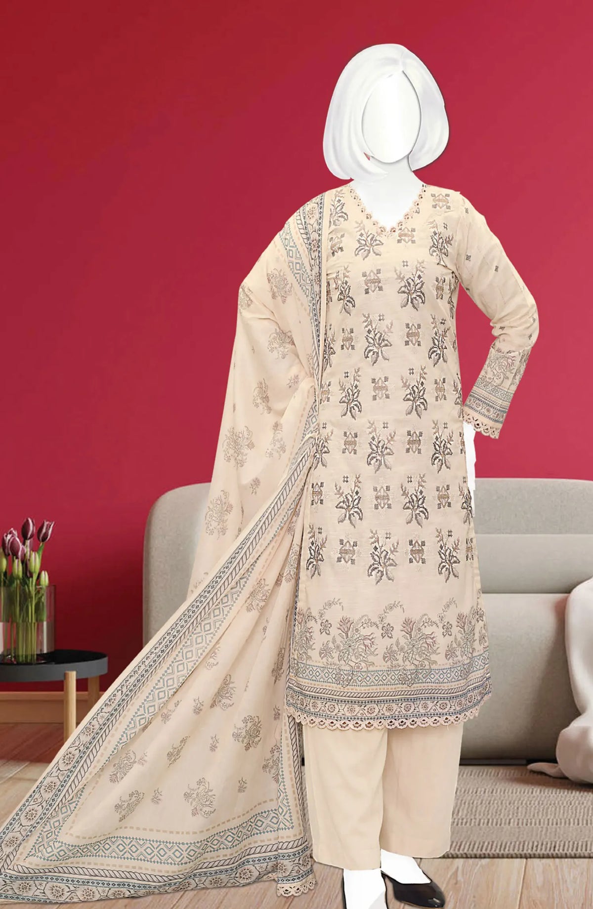 Noor Digital Printed and Embroidered Lawn Collection 2024 - DL 126