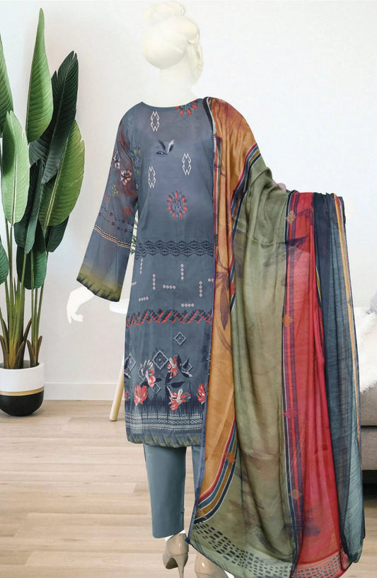 Hamna Digital Printed and Embroidered Lawn Collection - DL 1612