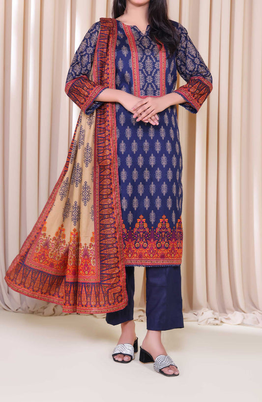 Al Karim Printed Cotton Lawn Unstitched 3 Piece Suit - DL 185 - ALK25DCL - Blue - Summer Collection