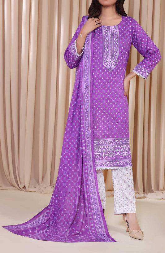 Al Karim Printed Cotton Lawn Unstitched 3 Piece Suit - DL 191 - ALK25DCL - Purple - Summer Collection
