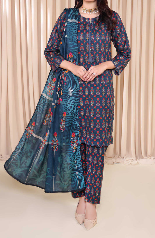 Al Karim Printed Cotton Lawn Unstitched 3 Piece Suit - DL 192 - ALK25DCL - Blue - Summer Collection