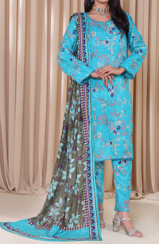 Al Karim Printed Cotton Lawn Unstitched 3 Piece Suit - DL 194 - ALK25DCL - Blue - Summer Collection