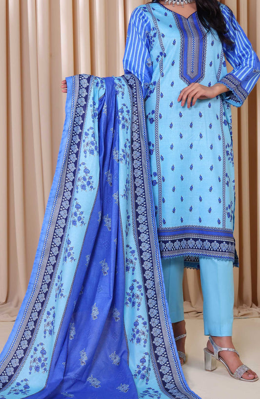 Al Karim Printed Cotton Lawn Unstitched 3 Piece Suit - DL 202 - ALK25DCL - Blue - Summer Collection