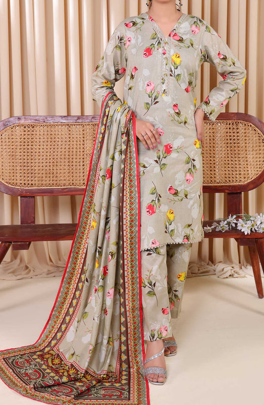 Al Karim Printed Cotton Lawn Unstitched 3 Piece Suit - DL 204 - ALK25DCL - White - Summer Collection