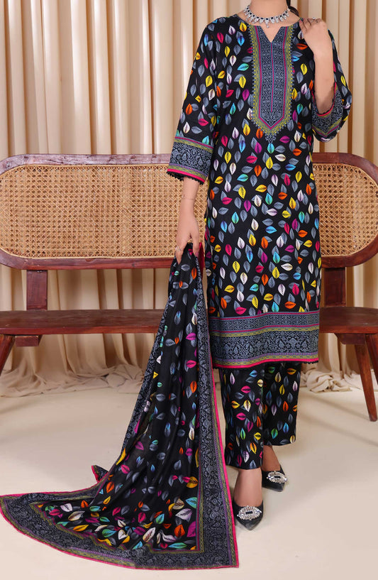 Al Karim Printed Cotton Lawn Unstitched 3 Piece Suit - DL 205 - ALK25DCL - Black - Summer Collection
