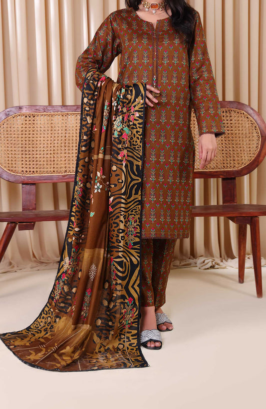 Al Karim Printed Cotton Lawn Unstitched 3 Piece Suit - DL 206 - ALK25DCL - Brown - Summer Collection