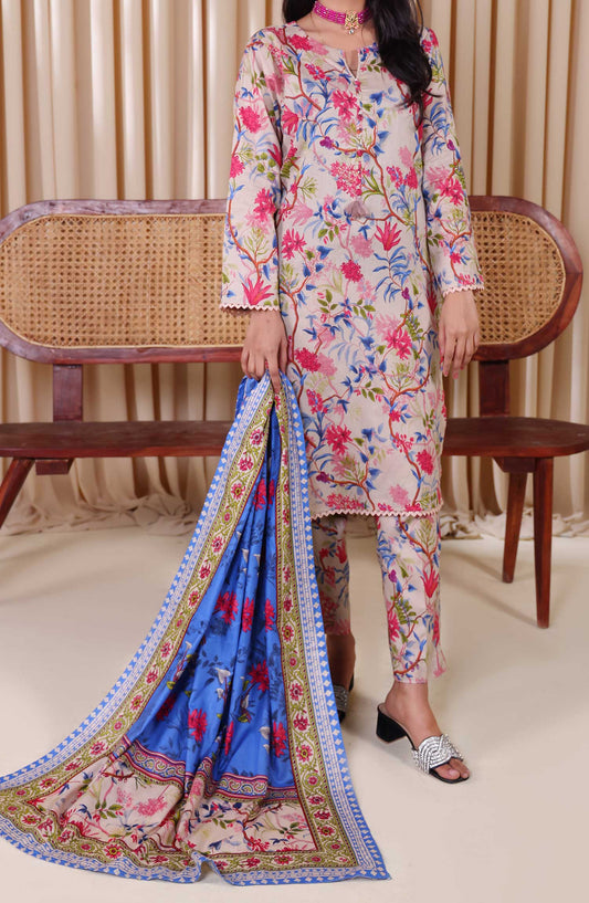 Al Karim Printed Cotton Lawn Unstitched 3 Piece Suit - DL 208 - ALK25DCL - Purple - Summer Collection