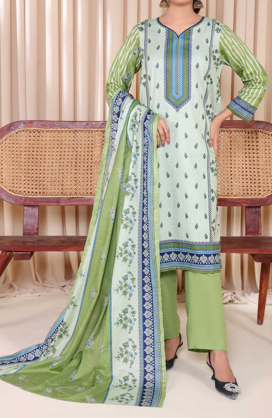 Al Karim Printed Cotton Lawn Unstitched 3 Piece Suit - DL 211 - ALK25DCL - Light Lime - Summer Collection