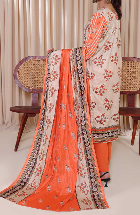 Al Karim Printed Cotton Lawn Unstitched 3 Piece Suit - DL 213 - Orange - ALK25DCL - Summer Collection
