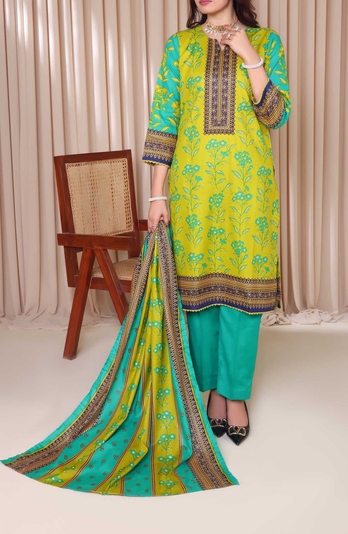 Al Karim Printed Cotton Lawn Unstitched 3 Piece Suit - DL 226 - ALK25DCL - Summer Collection