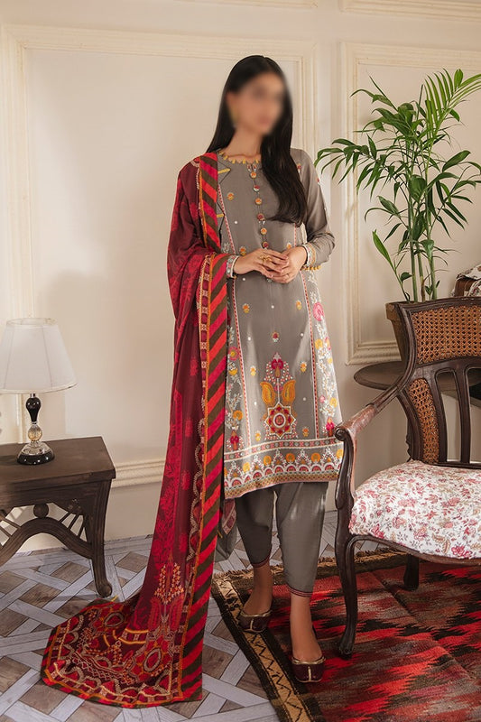 Manzil - Khaddar and Linen Unstitched Collection D- DUSTY ORCHID