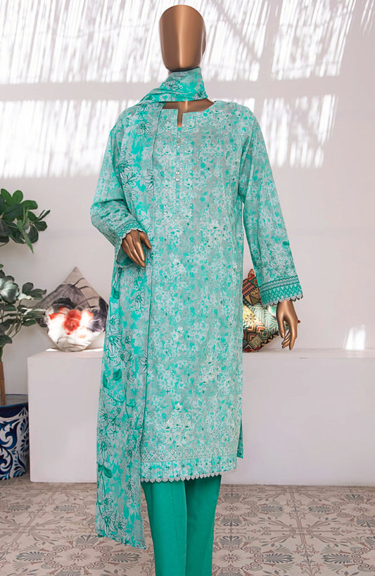 Elegant by HZ Textile Embroidered Lawn Unstitched 3 Piece Suit - EC-930 - HZ25EEL - Blue - Summer Collection