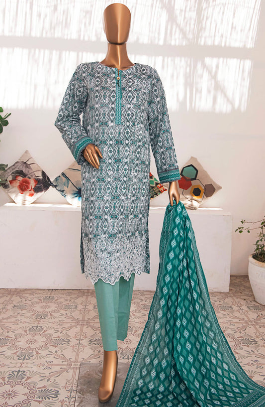 Elegant by HZ Textile Embroidered Lawn Unstitched 3 Piece Suit - EC-934 - HZ25EEL - Sea Green - Summer Collection