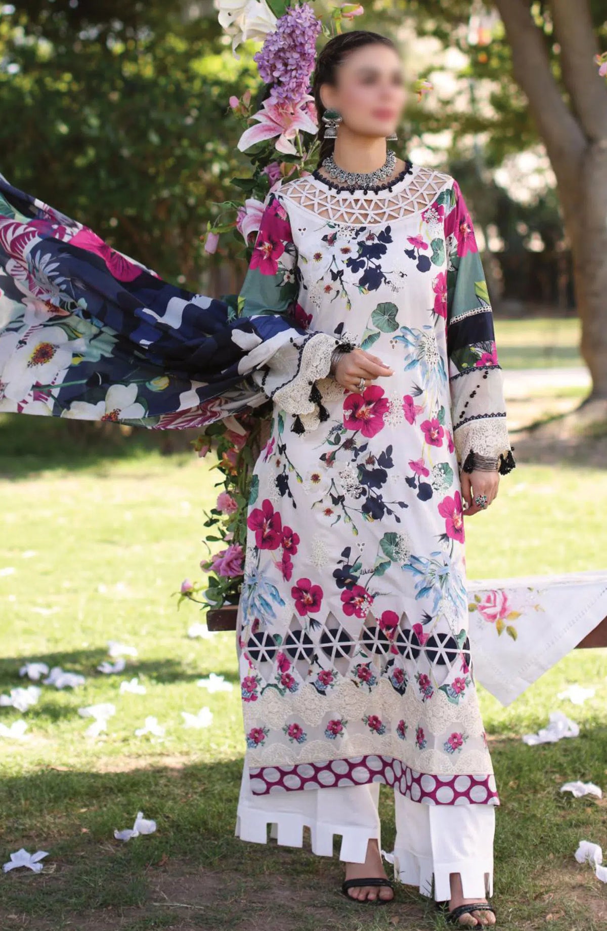 Elaf Print Chikankari Collection 2024 - ECK-01A LOVELIGHT