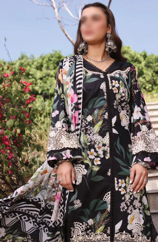 Elaf Print Chikankari Collection 2024 - ECK-02A NOIREE