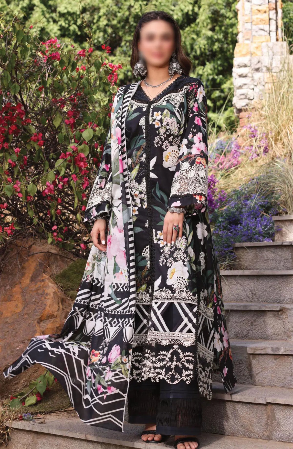 Elaf Print Chikankari Collection 2024 - ECK-02A NOIREE