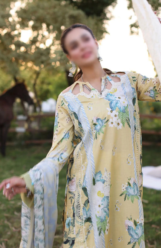 Elaf Print Chikankari Collection 2024 - ECK-05A CITRUS CRUSH