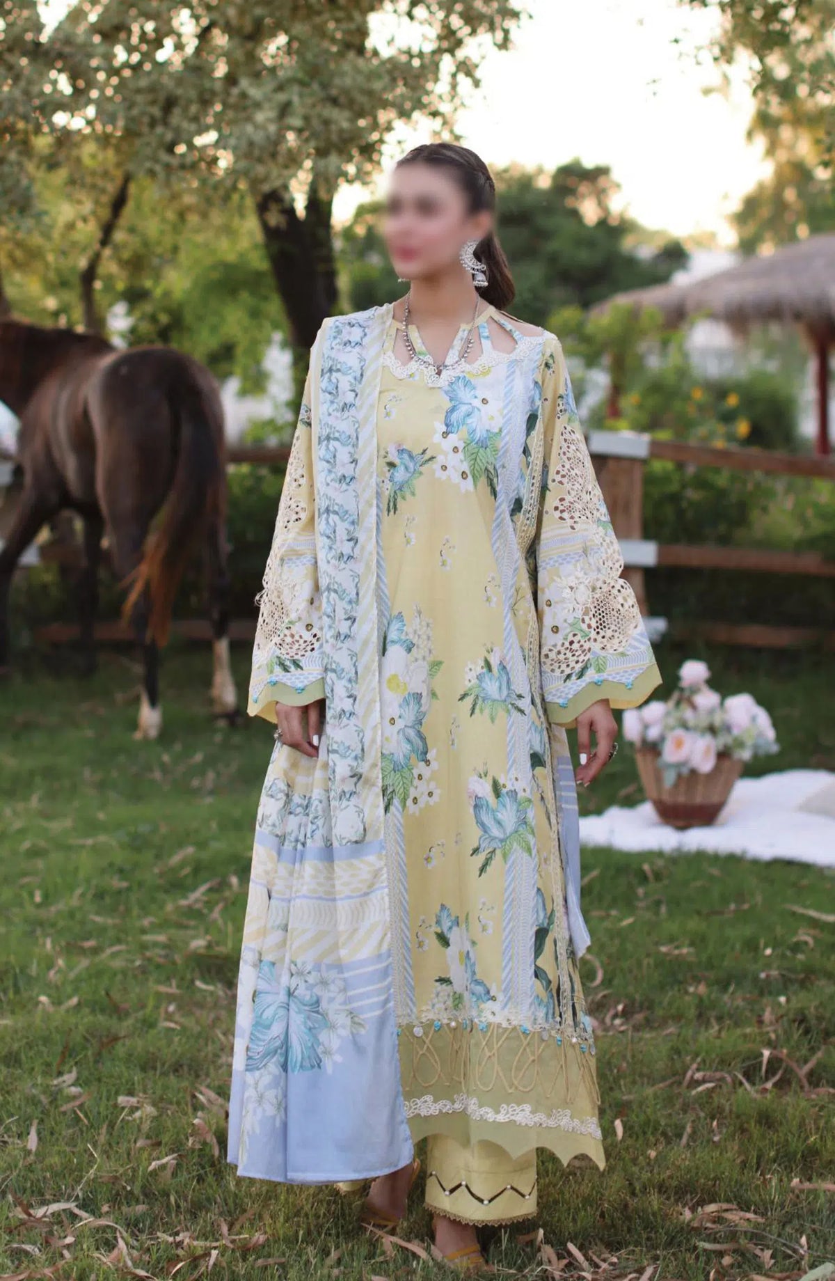 Elaf Print Chikankari Collection 2024 - ECK-05A CITRUS CRUSH