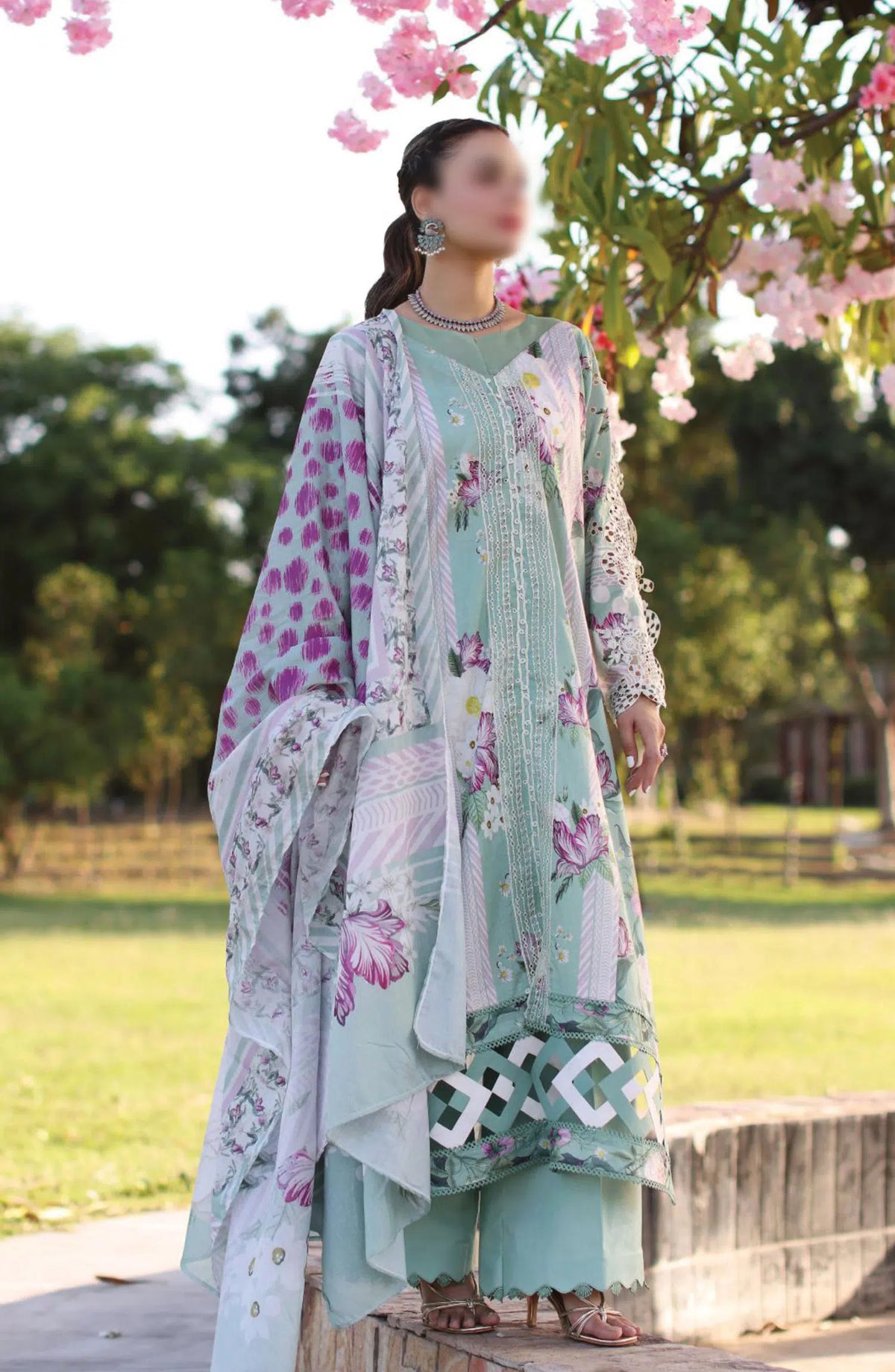 Elaf Print Chikankari Collection 2024 - ECK-05B CELESTIAL