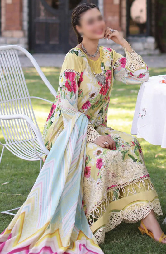 Elaf Print Chikankari Collection 2024 - ECK-06A SUNSHINE BOUQUET