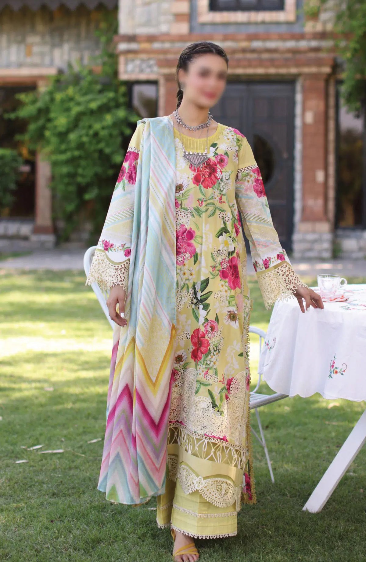 Elaf Print Chikankari Collection 2024 - ECK-06A SUNSHINE BOUQUET