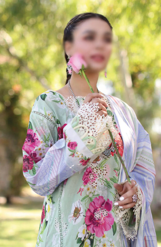 Elaf Print Chikankari Collection 2024 - ECK-06B OASIS