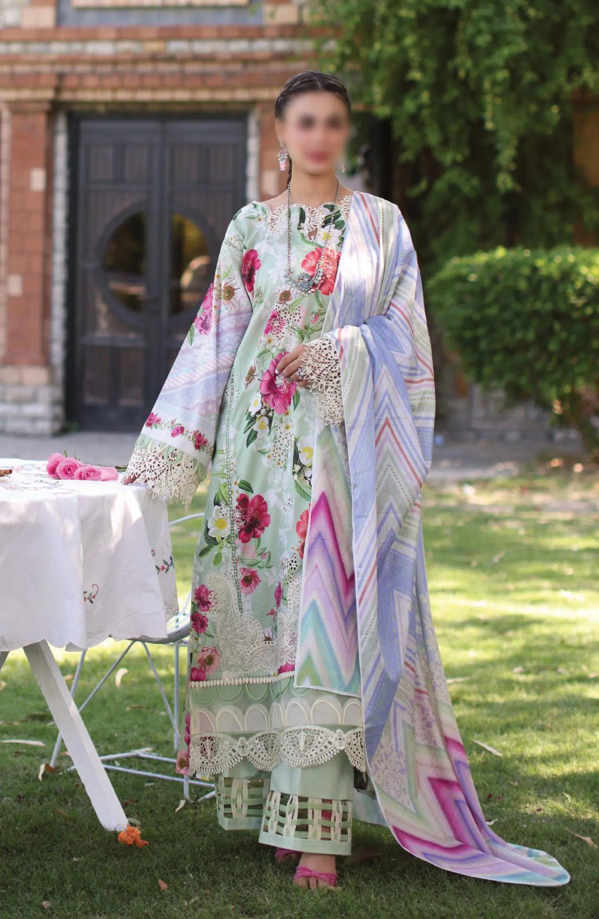 Elaf Print Chikankari Collection 2024 - ECK-06B OASIS