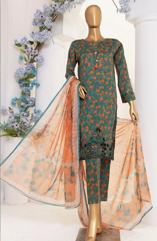 HZ RTW Print Needle Cutwork Collection 2024 - ECL 406 Dark Green