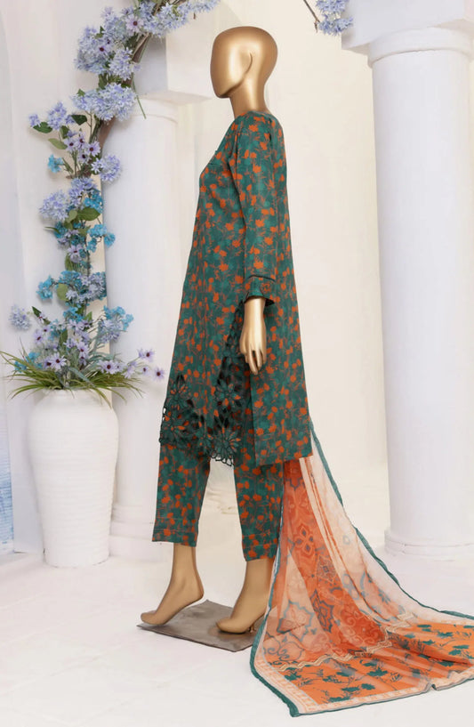 HZ RTW Print Needle Cutwork Collection 2024 - ECL 406 Dark Green