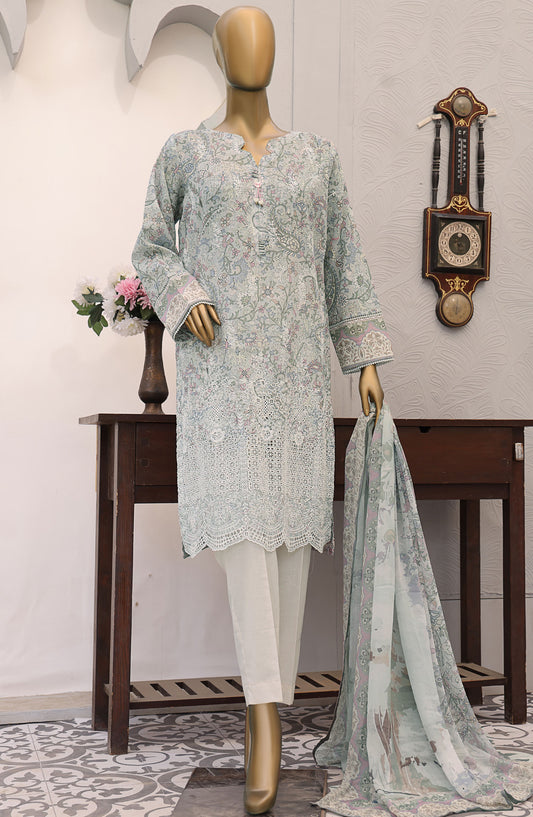 HZ Textile Embroidered Lawn Unstitched 3 Piece Suit - EF-1012 - HZ25UFE - Grey - Eid Collection