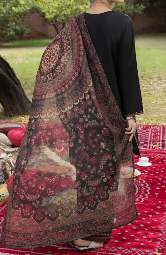 Casual Lite Embroidered Cotton Stitched 3 Piece Suit - EF-72 Wabasta - CL25FC - Black - Summer Collection