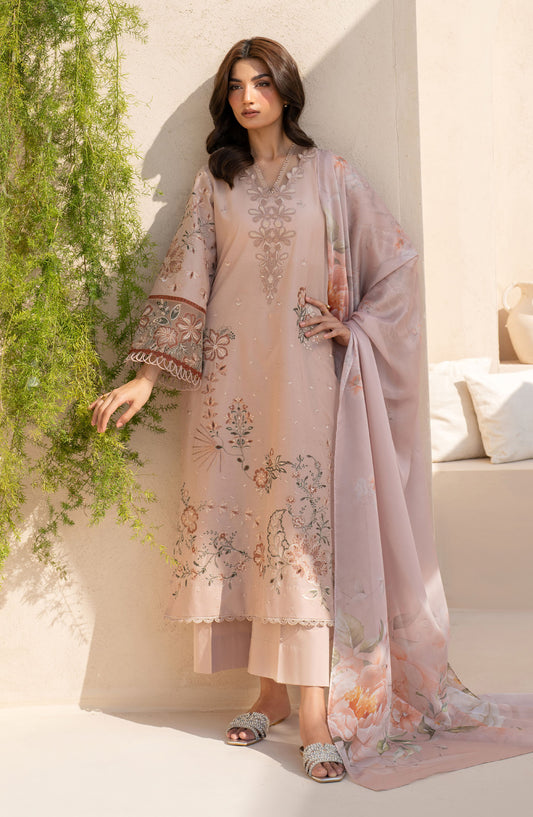 Iznik Embroidered Lawn Unstitched 3 Piece Suit - EFL-02 - IZK25FL - Beige - Summer Collection