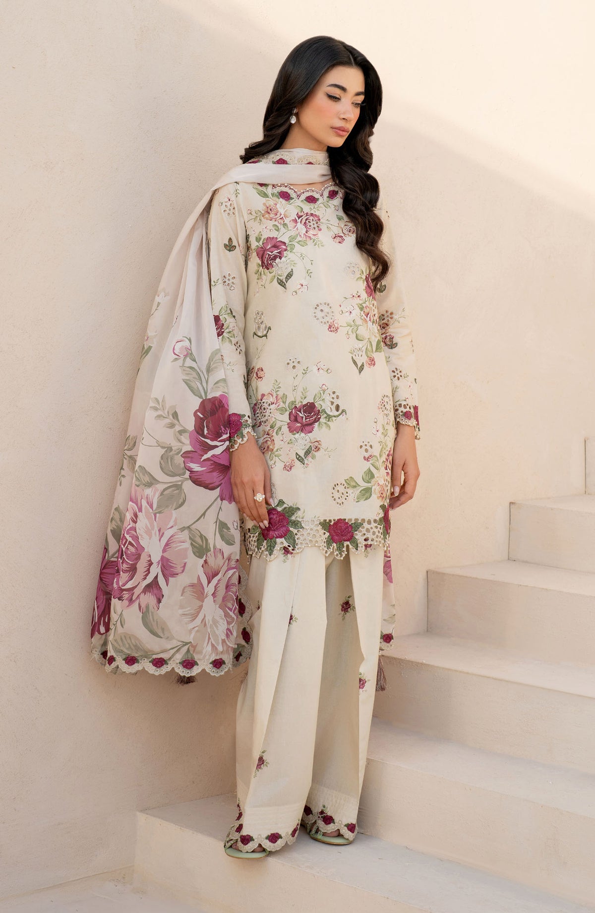 Iznik Embroidered Lawn Unstitched 3 Piece Suit - EFL-05 - IZK25FL - Beige - Summer Collection