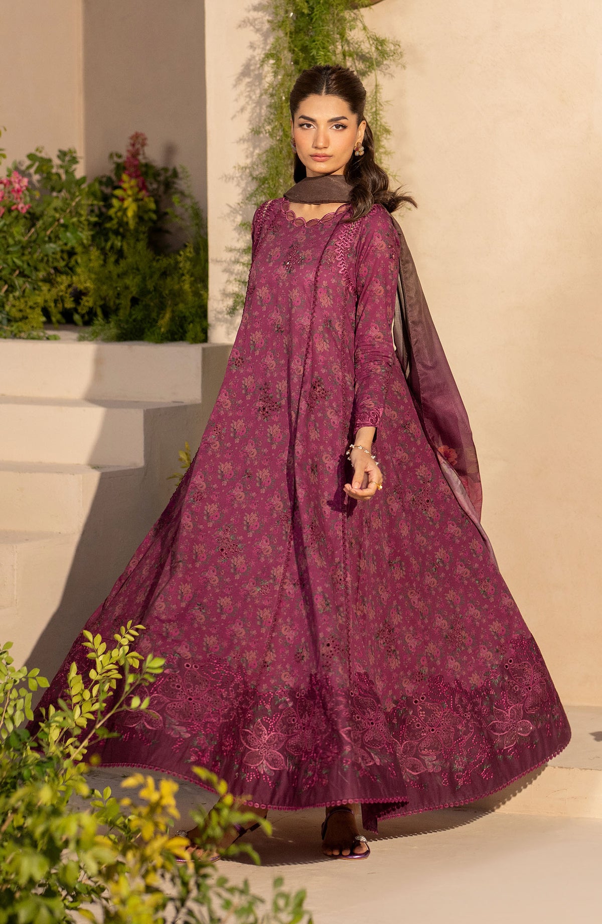 Iznik Embroidered Lawn Unstitched 3 Piece Suit - EFL-09 - IZK25FL - Purple - Summer Collection