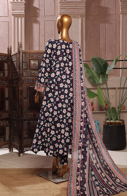 Bin Saeed Embroidered Lawn Stitched 3 Piece Frock - D-10 - BS25LEFV2 - Black - Summer Collection