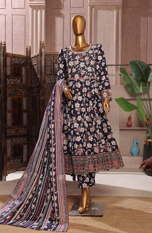 Bin Saeed Embroidered Lawn Stitched 3 Piece Frock - D-10 - BS25LEFV2 - Black - Summer Collection