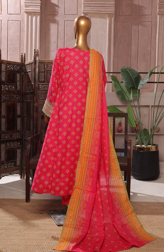 Bin Saeed Embroidered Lawn Stitched 3 Piece Frock - D-02 - BS25LEFV2 - Pink - Summer Collection