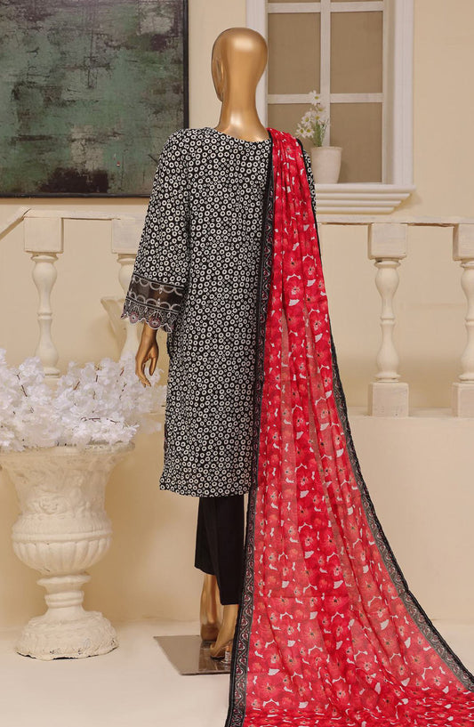 Bin Saeed Embroidered Lawn Stitched 3 Piece Suit - SM-598 - BS25EELV7 - Black - Summer Collection