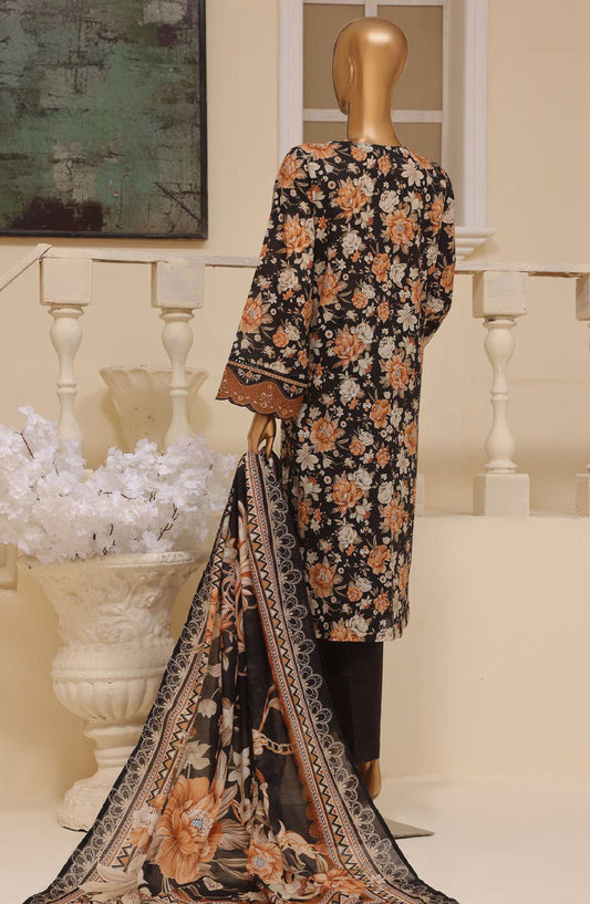 Bin Saeed Embroidered Lawn Stitched 3 Piece Suit - SM-743 - BS25EELV7 - Black - Summer Collection