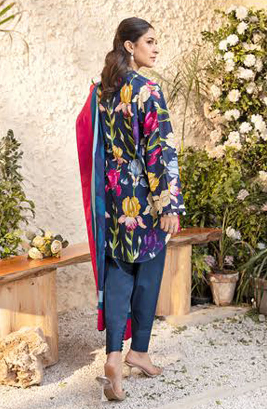 Elaheh by Mbasic Printed Lawn Unstitched 3 Piece Suit - MB-ELHV1-10 - MB25ECL - Blue - Casual Collection