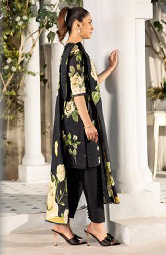 Elaheh by Mbasic Printed Lawn Unstitched 3 Piece Suit - MB-ELHV1-07 - MB25ECL - Black - Casual Collection