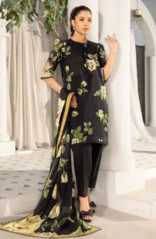 Elaheh by Mbasic Printed Lawn Unstitched 3 Piece Suit - MB-ELHV1-07 - MB25ECL - Black - Casual Collection