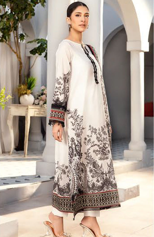 Elaheh by Mbasic Printed Lawn Unstitched 3 Piece Suit - MB-ELHV1-05 - MB25ECL - White - Casual Collection