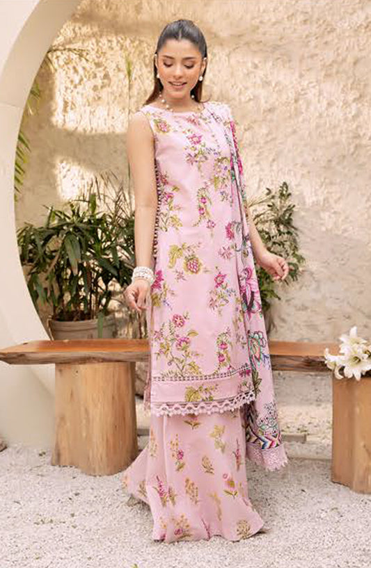 Elaheh by Mbasic Printed Lawn Unstitched 3 Piece Suit - MB-ELHV1-04 - MB25ECL - Pink - Casual Collection