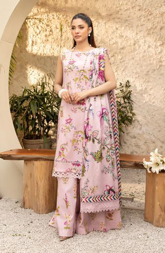 Elaheh by Mbasic Printed Lawn Unstitched 3 Piece Suit - MB-ELHV1-04 - MB25ECL - Pink - Casual Collection