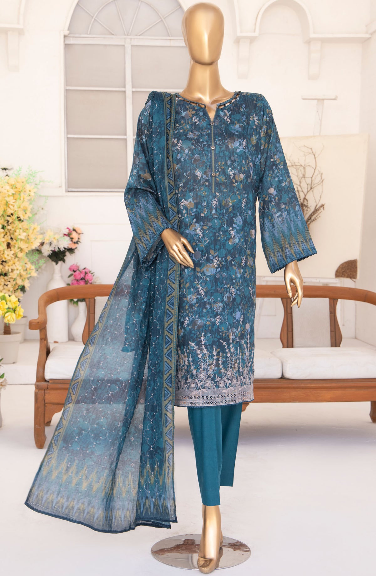 Elite by HZ Textile Chikankari Lawn Unstitched 3 Piece Suit - ELC-213 - HZ25ELCV2 - Blue - Summer Collection