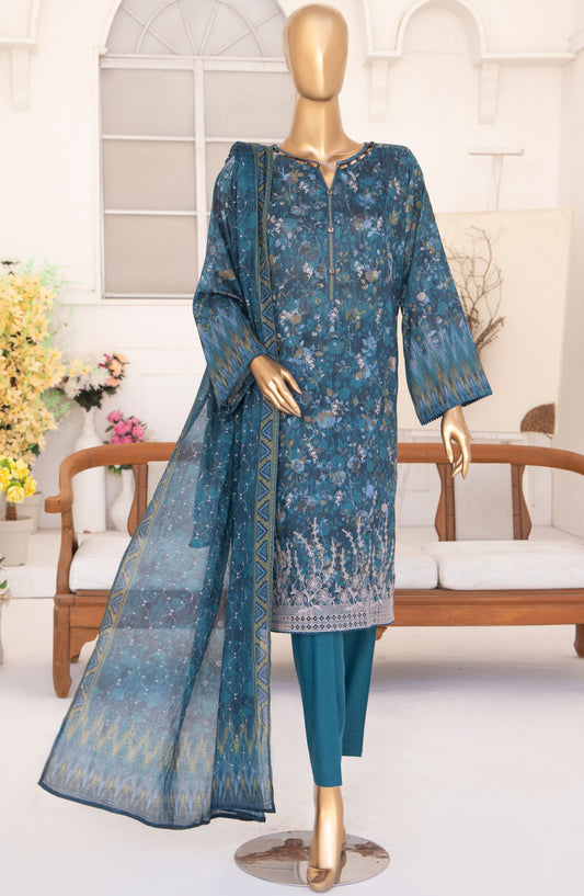 Elite by HZ Textile Chikankari Lawn Unstitched 3 Piece Suit - ELC-213 - HZ25ELCV2 - Blue - Summer Collection