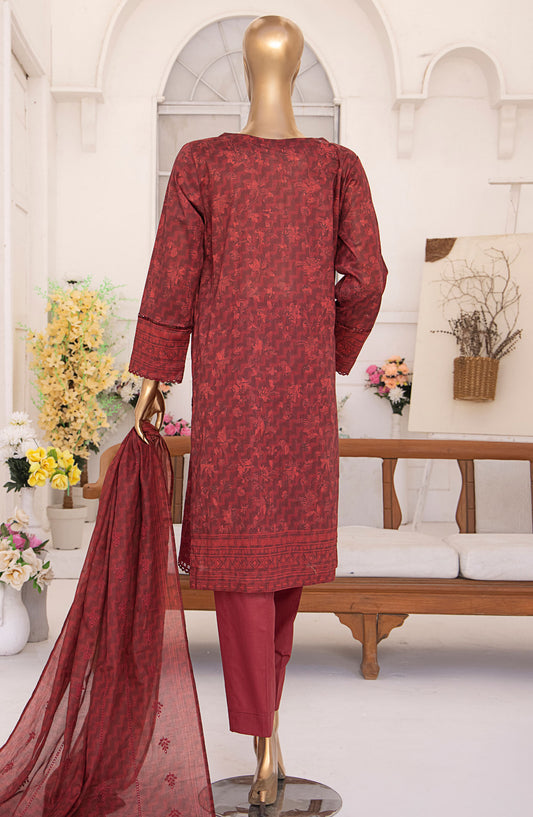 Elite by HZ Textile Chikankari Lawn Unstitched 3 Piece Suit - ELC-215 - HZ25ELCV2 - Red - Summer Collection