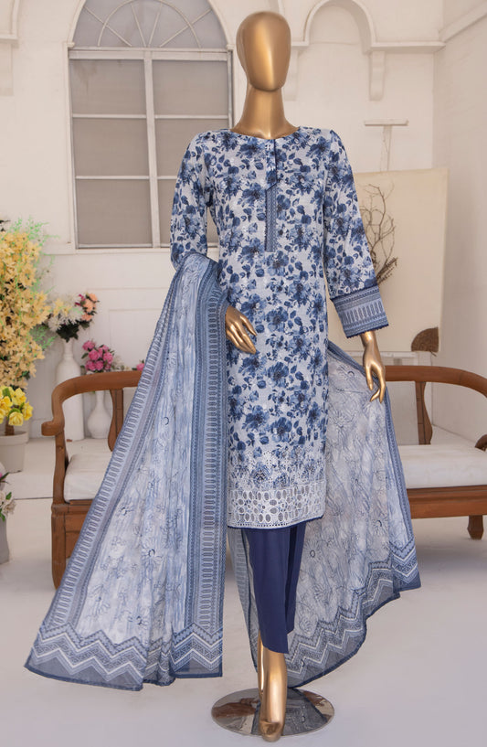 Elite by HZ Textile Chikankari Lawn Unstitched 3 Piece Suit - ELC-217 - HZ25ELCV2 - Blue - Summer Collection