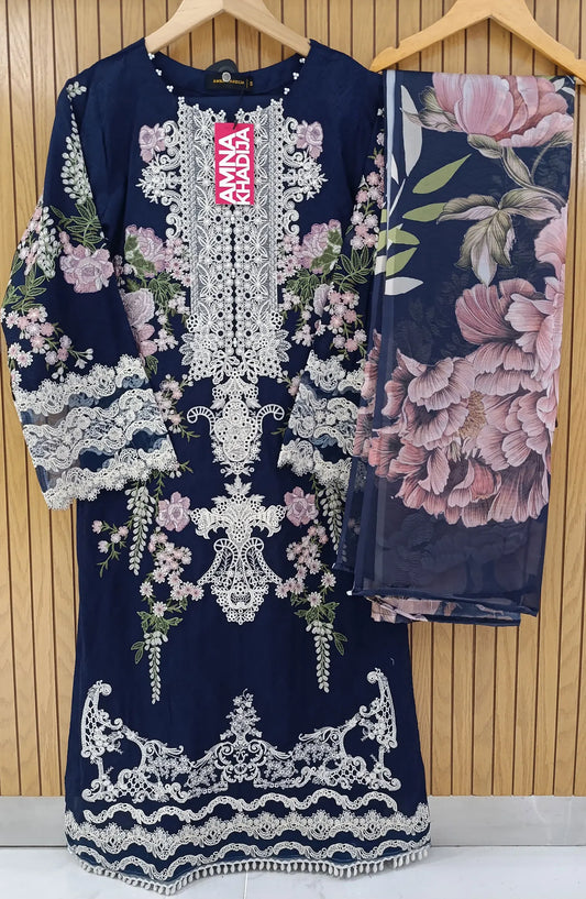Luxury Lawn Pret Collection by Amna Khadija - ELE 05
